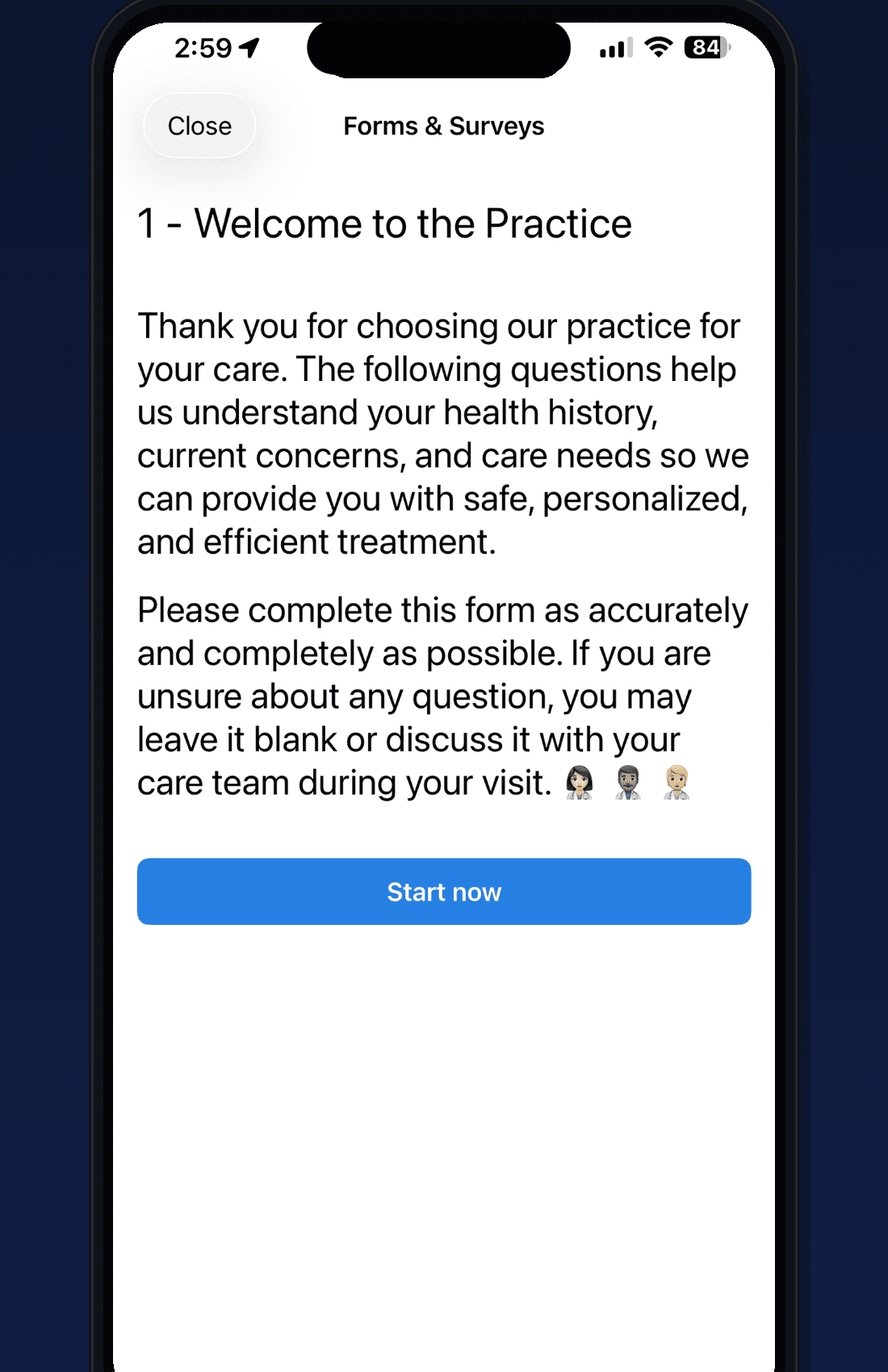 BodySite forms and surveys