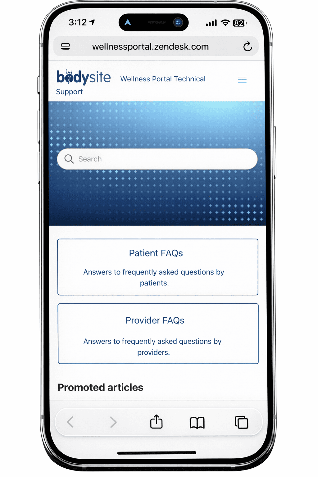 BodySite mobile-friendly support page