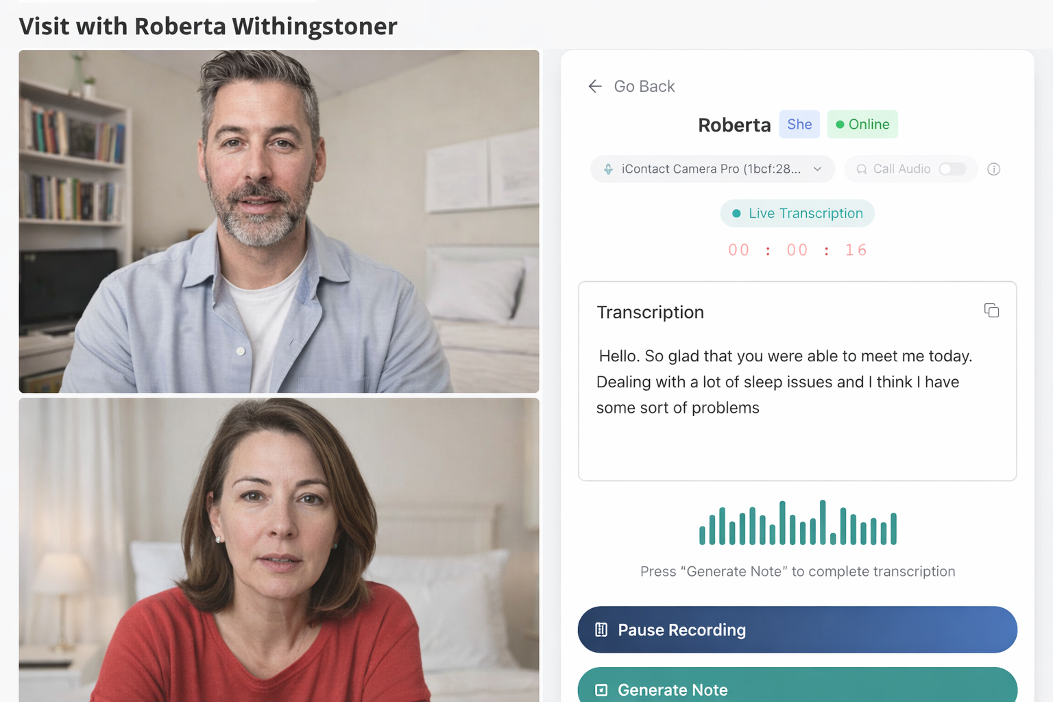 DoraScribe inside BodySite Virtual Clinic